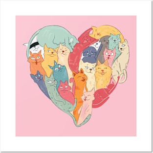 Heart Shaped Cats Posters and Art